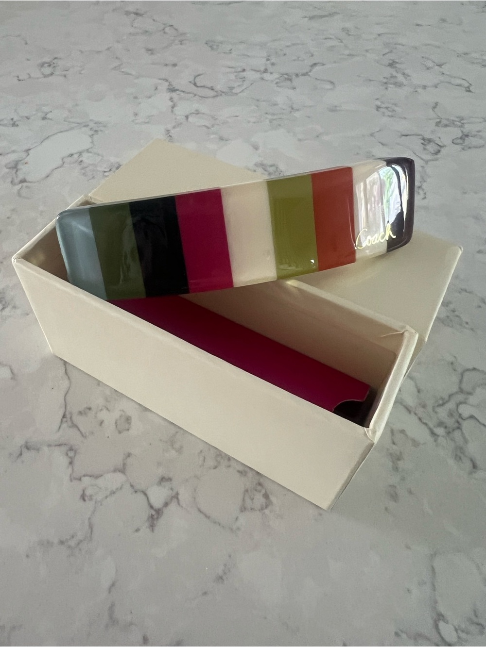 Coach Legacy Multicolor Striped Hair Clip NIB - Picture 4 of 8